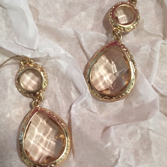 Gold Tone Drop Earrings - Picture 3 of 5